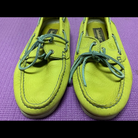 Timberland Men’s 2 Eye Key Lime Green Boat Shoes - Picture 5 of 7